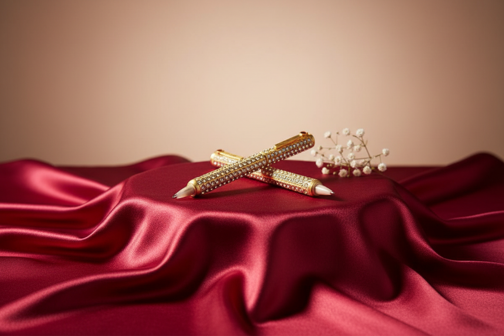 Luxury Gold & Crystal Embellished Pen Set