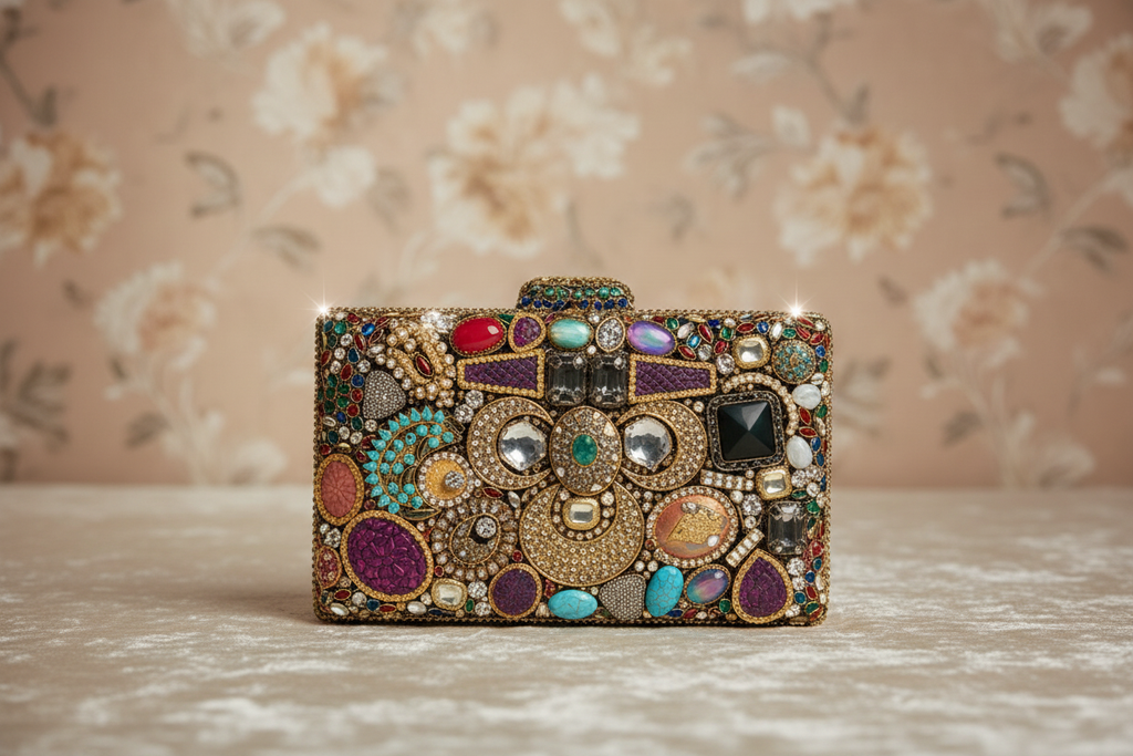Ornate Gemstone Embellished Clutch