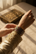 Ruby & Green Stone Gold-Toned Bangle