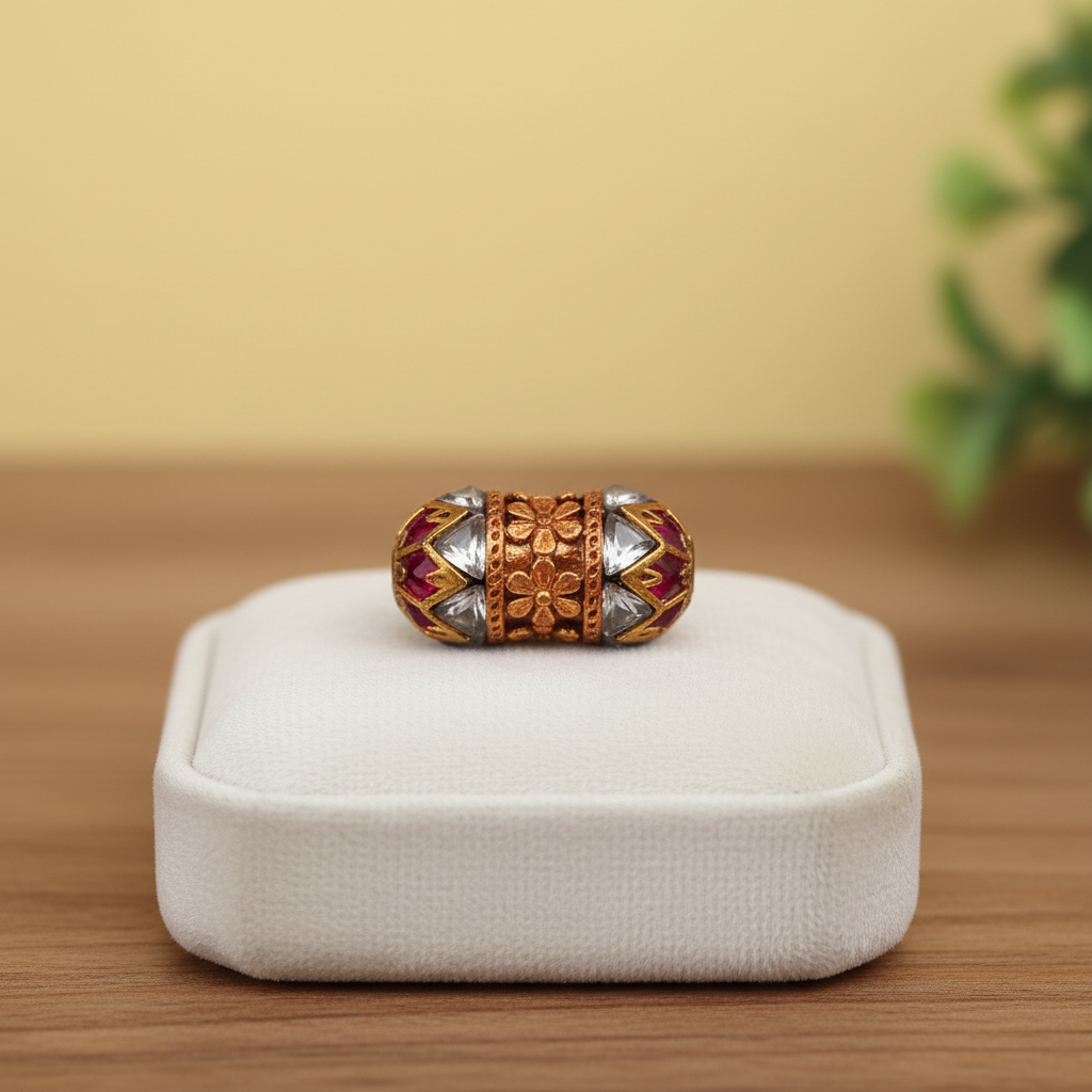 Gold Red Stone Bead