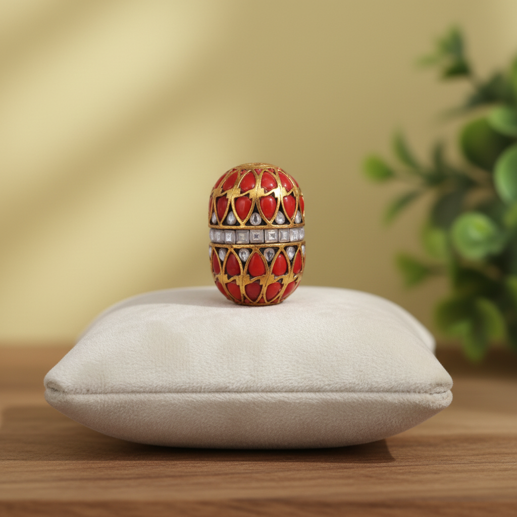 Ornate Coral Gold Bead