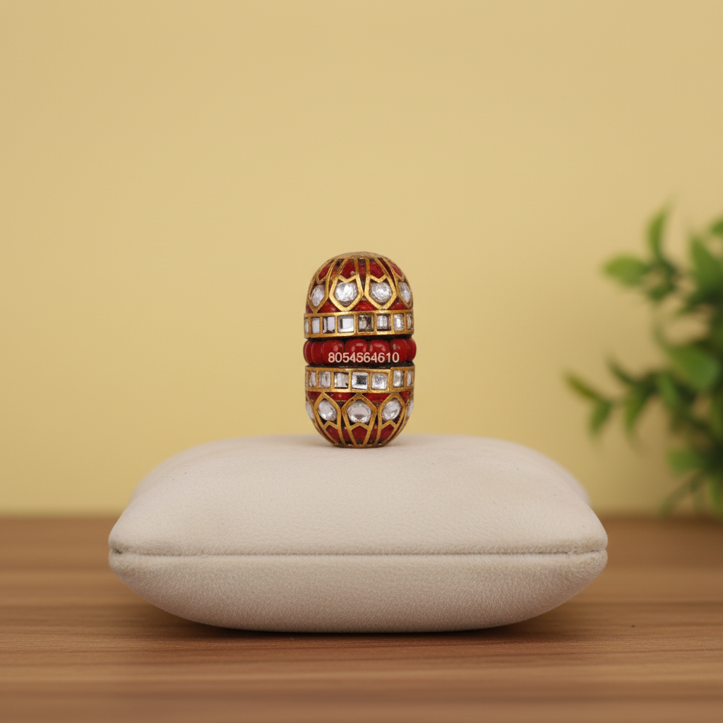 Red Gold Kundan Bead