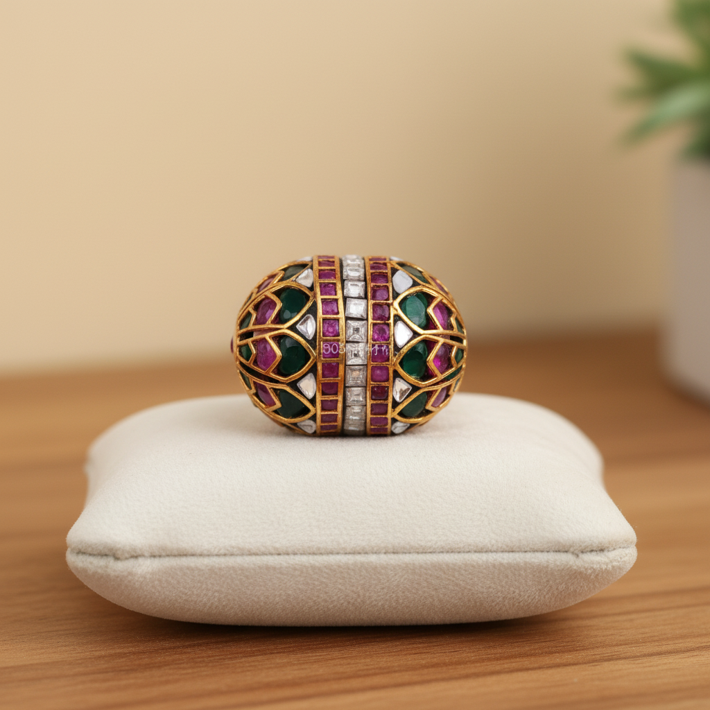 Jeweled Enamel Oval Bead