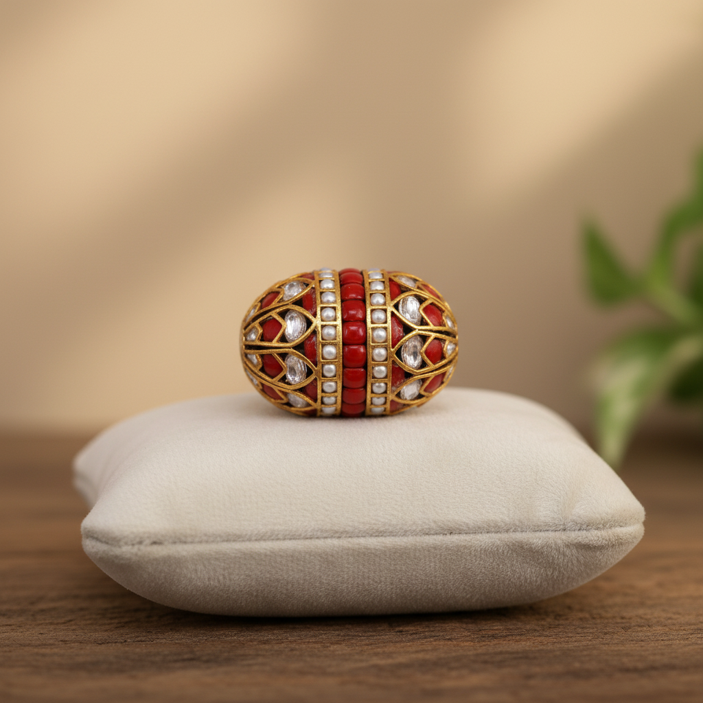 Ornate Coral Pearl Bead