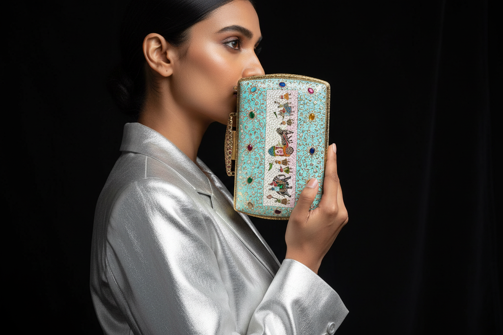 Handcrafted Embellished Minaudière Clutch