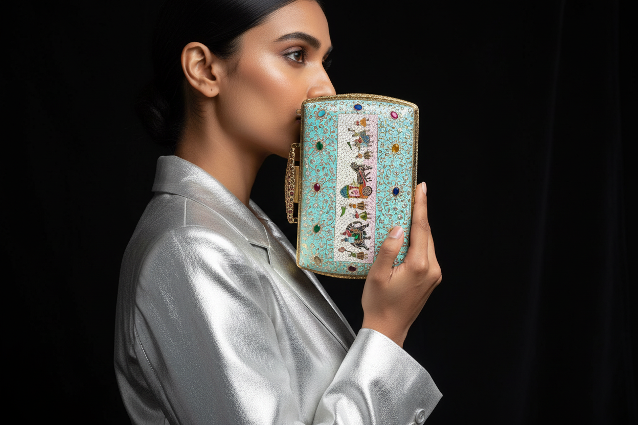 Handcrafted Embellished Minaudière Clutch