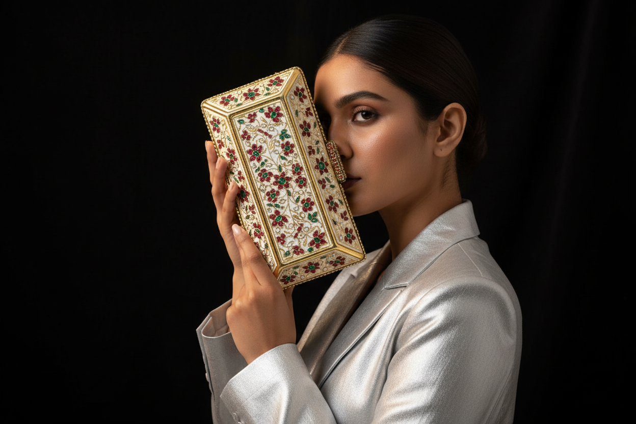 Jeweled Floral Evening Clutch