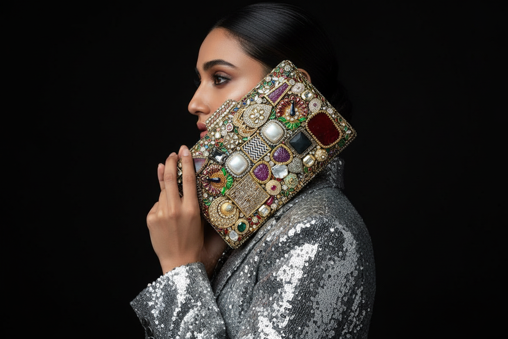 Jewel-Encrusted Gold Clutch