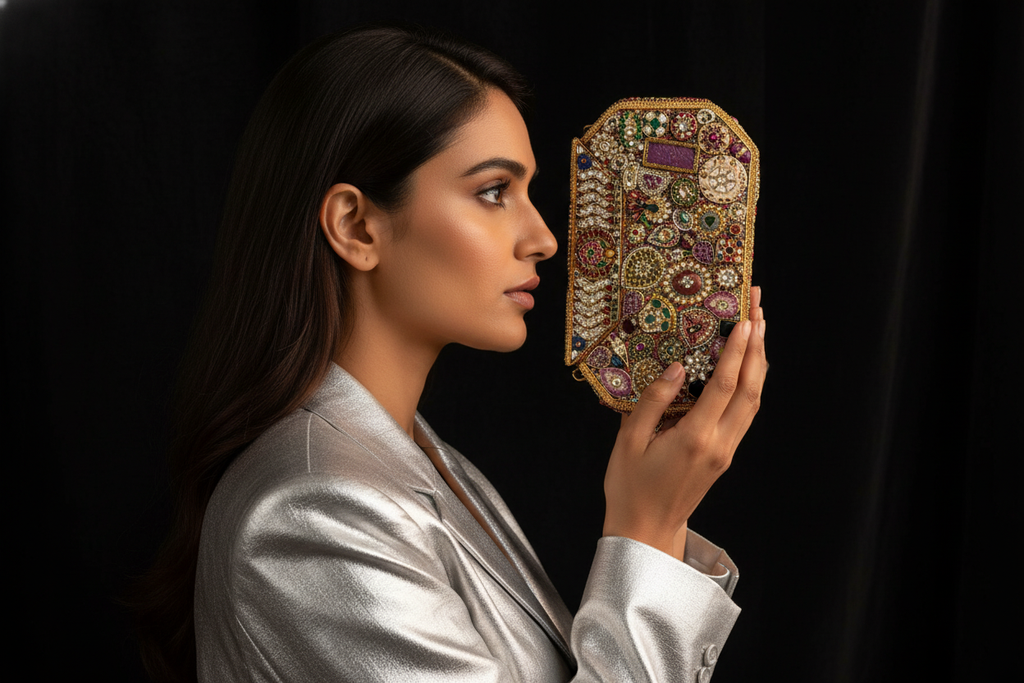Ornate Embellished Gemstone Clutch