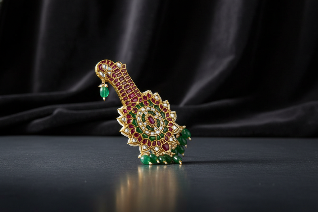 Regal Emerald & Ruby Polki Kalgi