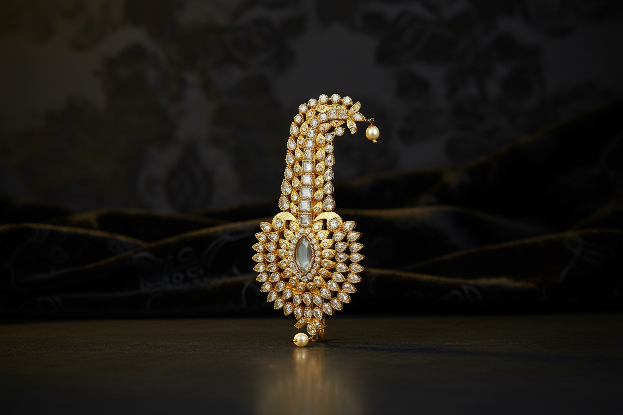 Traditional Gold & Kundan Kalgi with Pearls