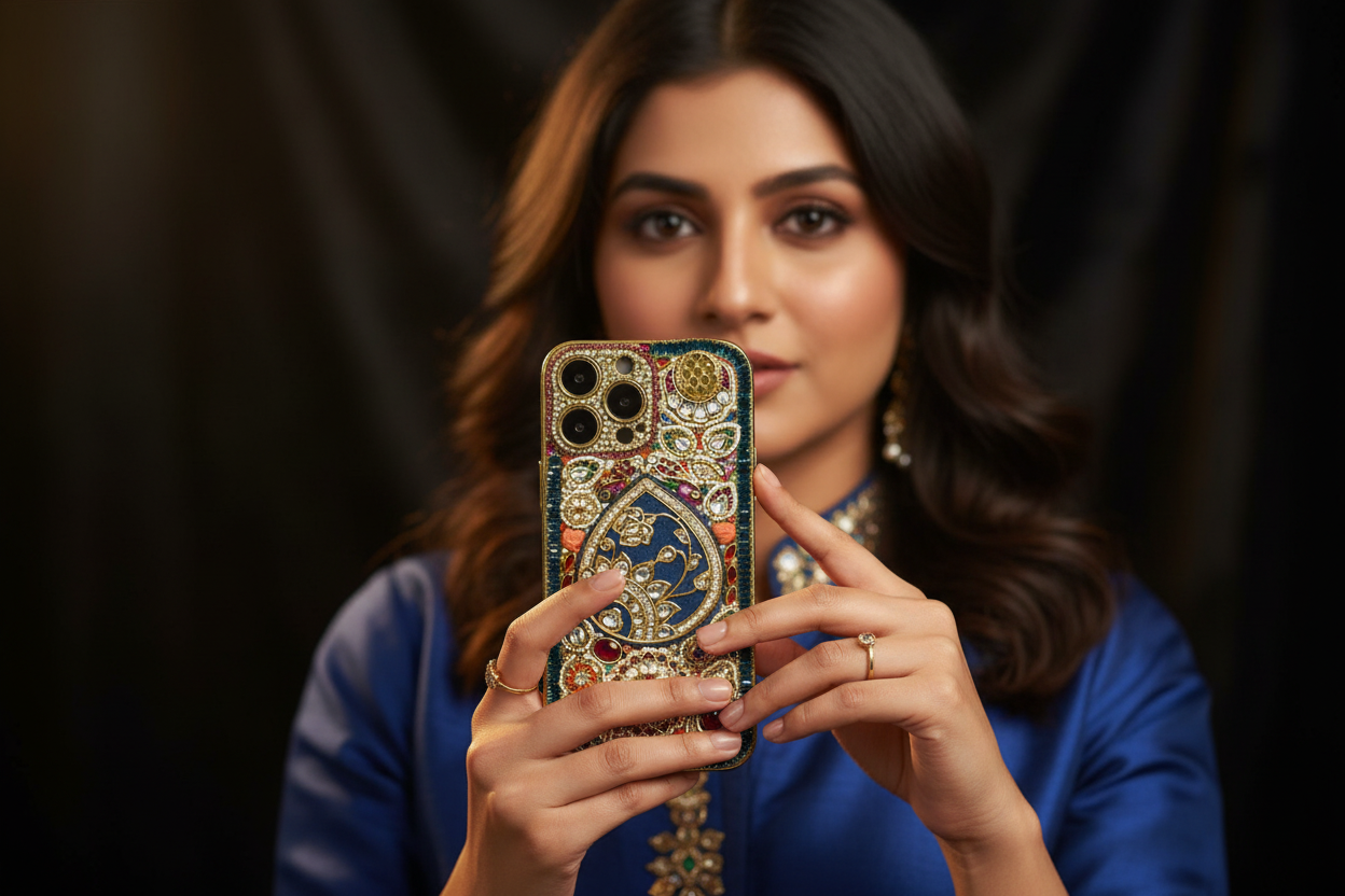 Handcrafted Ethnic Jeweled Mobile Cover