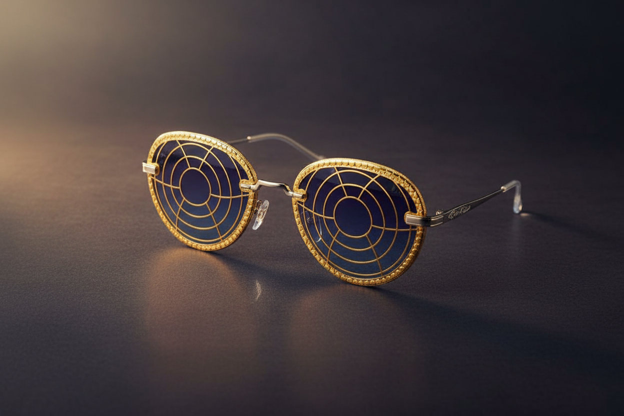 Dior Gold Grid Round Sunglasses