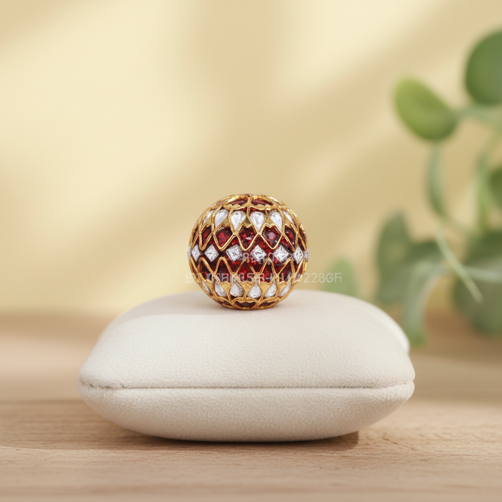 Red White Gold Bead