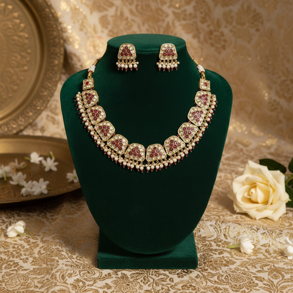 Ruby Pearl Jewelry Set By Fluorite