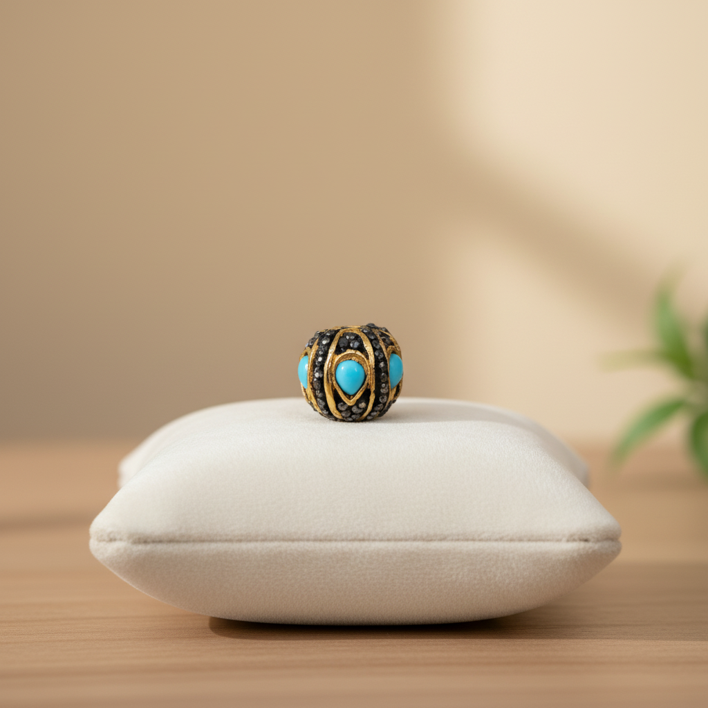 Turquoise Diamond Spacer Bead