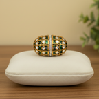 Gold Green Jeweled Oval