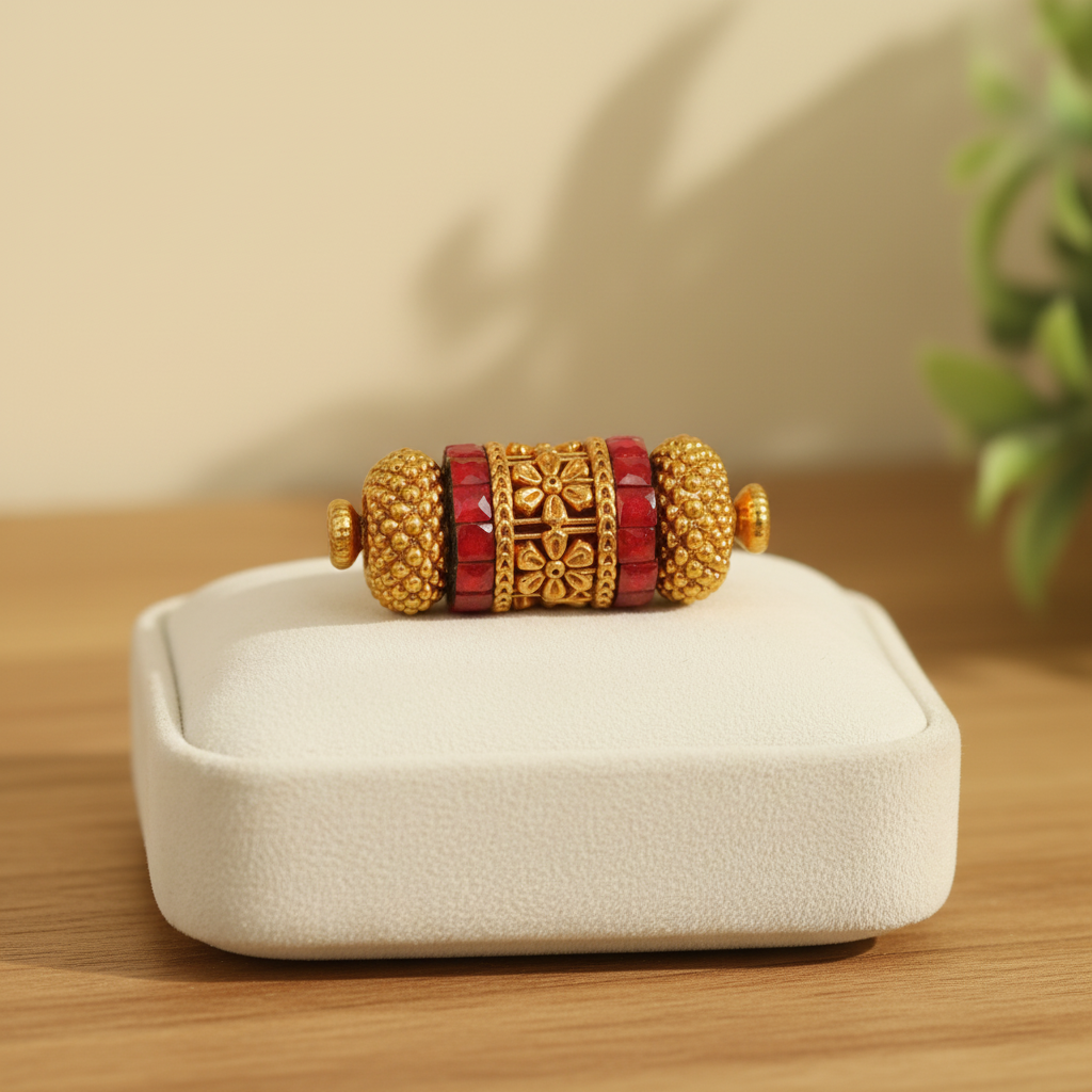 Gold Floral Red Barrel