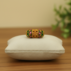 Multicolor Floral Barrel Bead