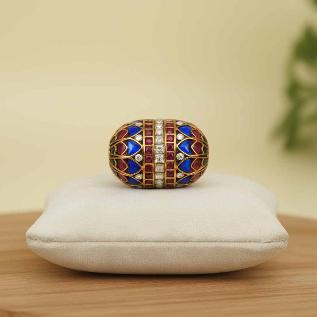 Ornate Multicolor Barrel Bead