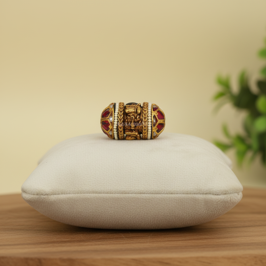 Ganesha Gold Barrel Bead