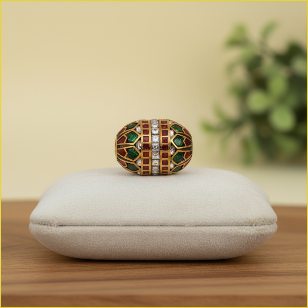 Gold Geometric Oval Bead