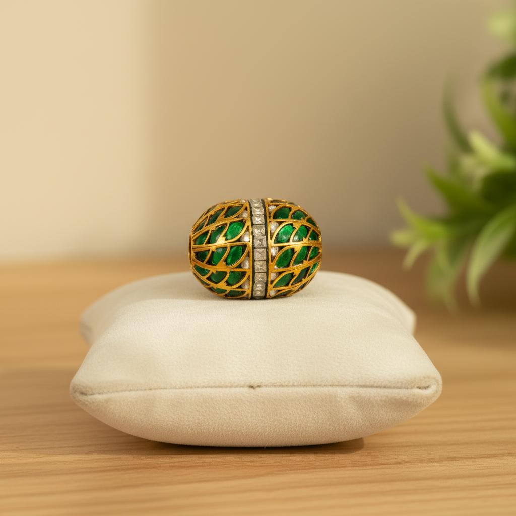 Gold Green Leaf Bead