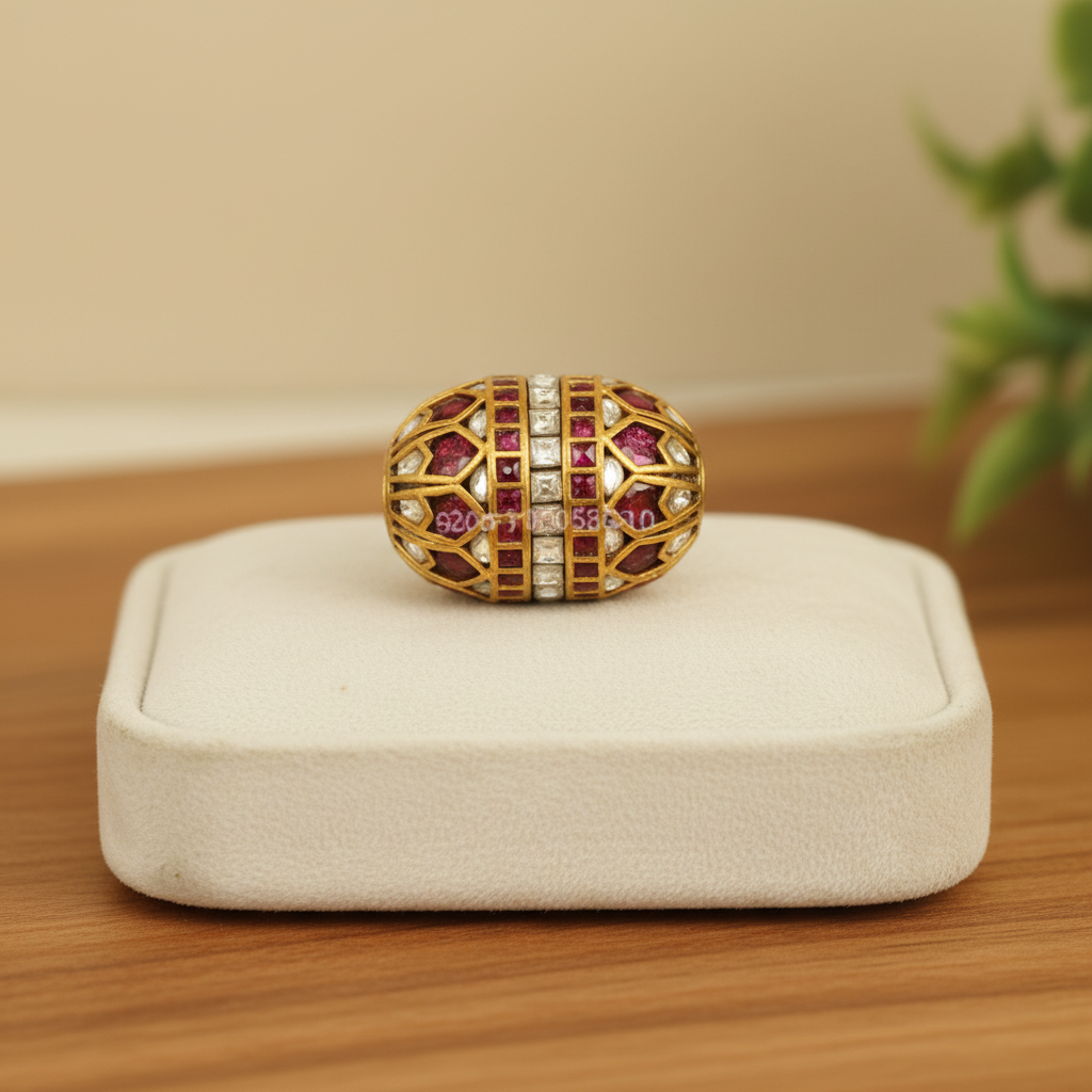Geometric Ruby Gold Oval