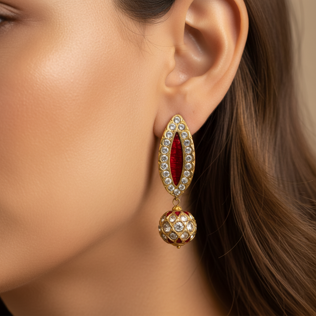 Antique-Finish Red Gold Earrings