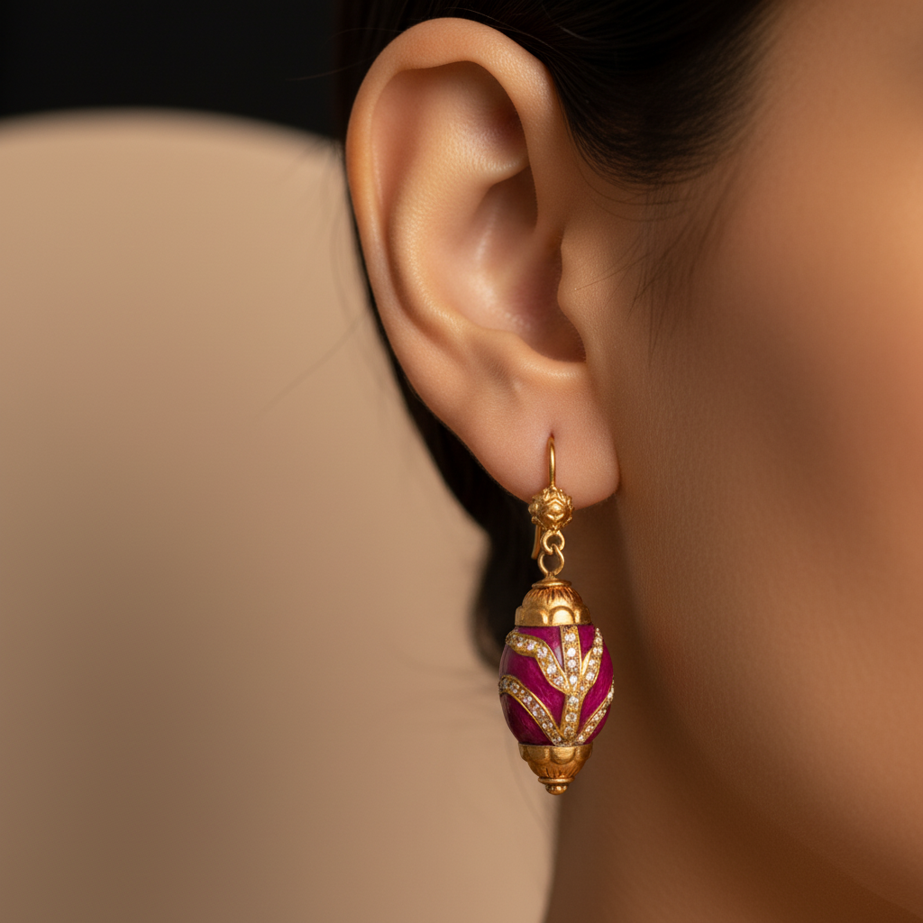 Fuchsia Embellished Dangle Earrings