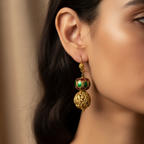 Traditional Enamel Gold Earrings