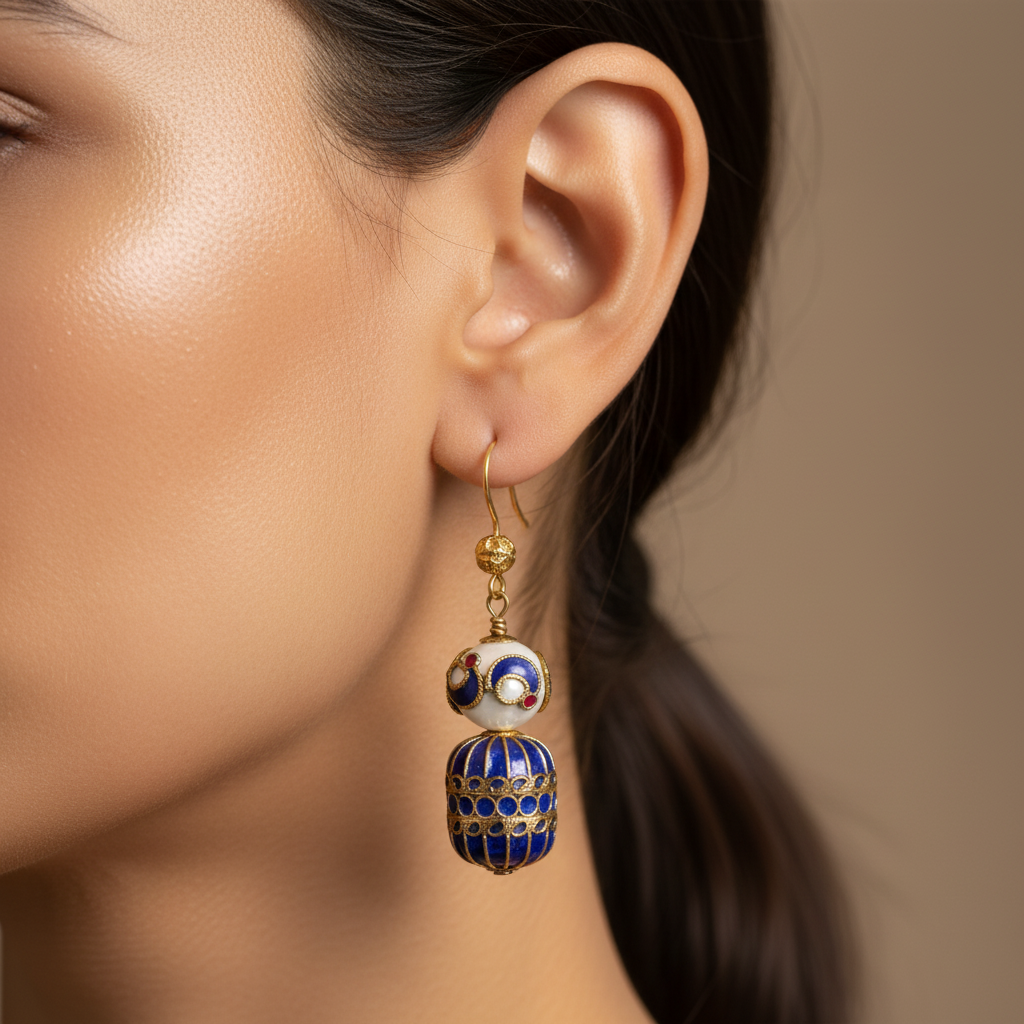Blue Ornate Drop Earrings