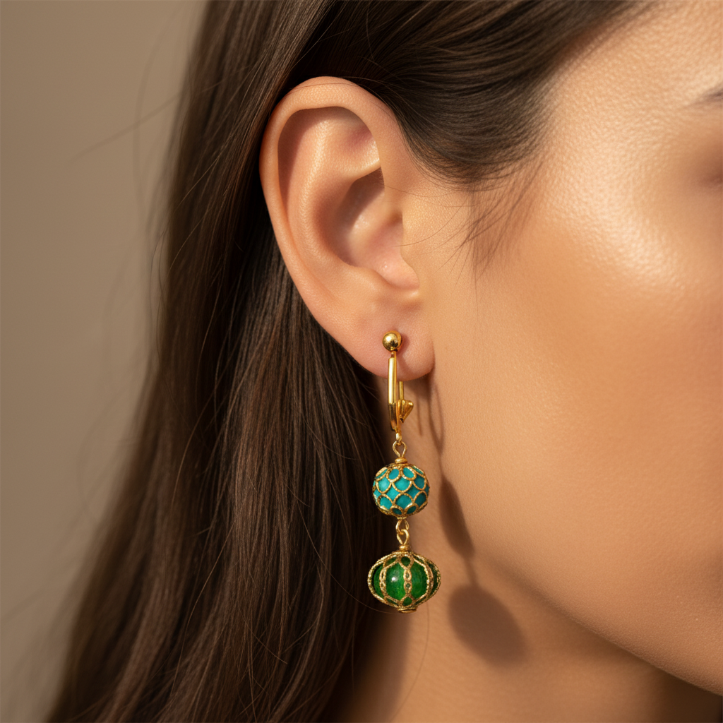 Green & Teal Dangle Earrings
