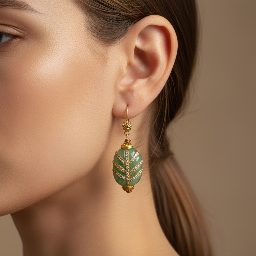 Jade Leaf Drop Earrings