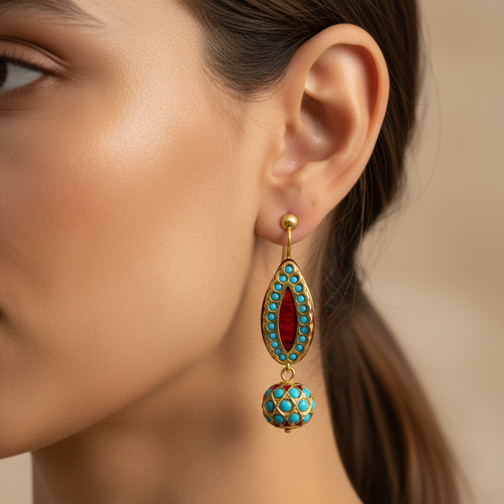 Luxe Gold Turquoise Drop Earrings