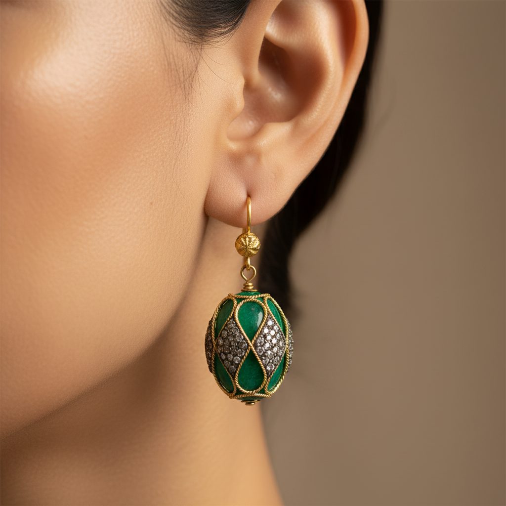 Emerald Diamond Drop Earrings