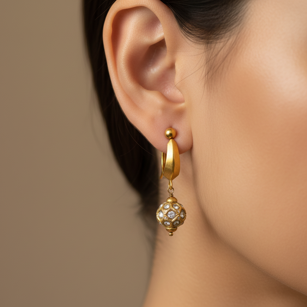 Gold Dangle Hoop Earrings