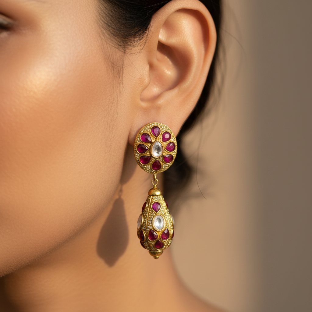 Traditional Ruby Drop Earrings