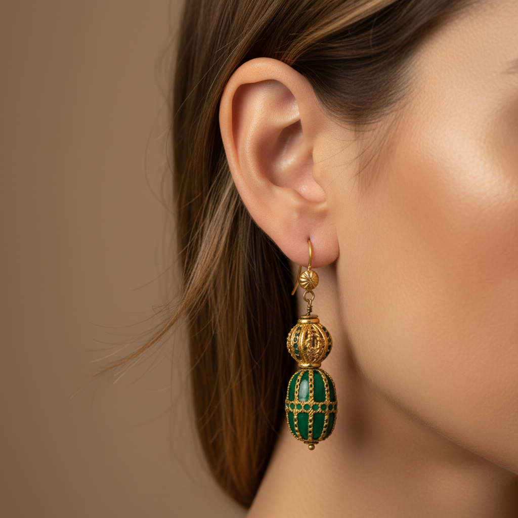 Royal Emerald-Green Gold Drops