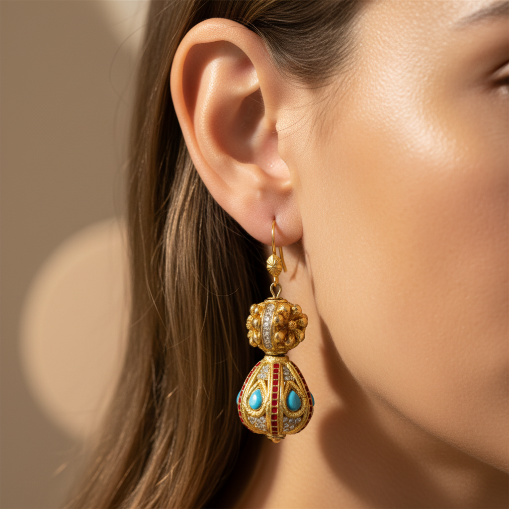 Ornate Gold Dangle Earrings