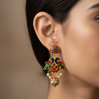 Peacock Grace Enamel Earrings