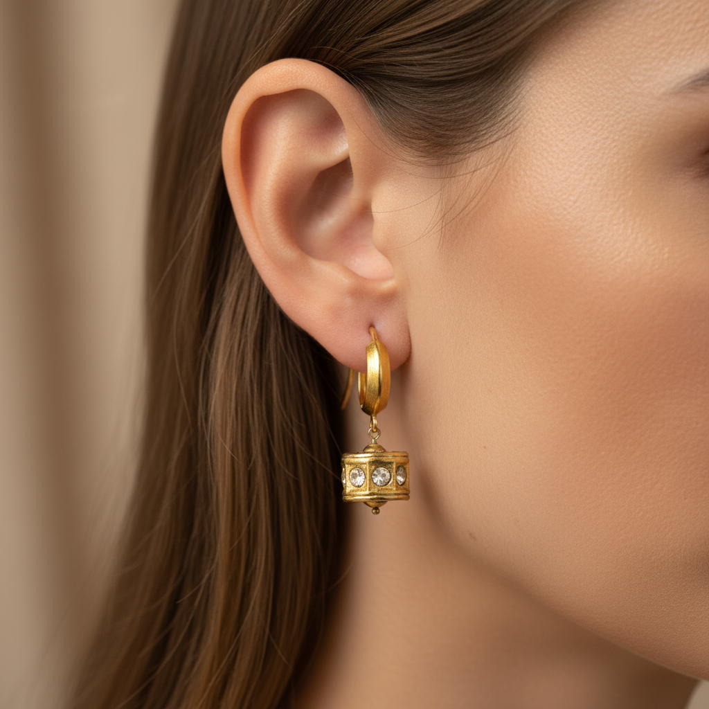Gold Embellished Hoop Earrings