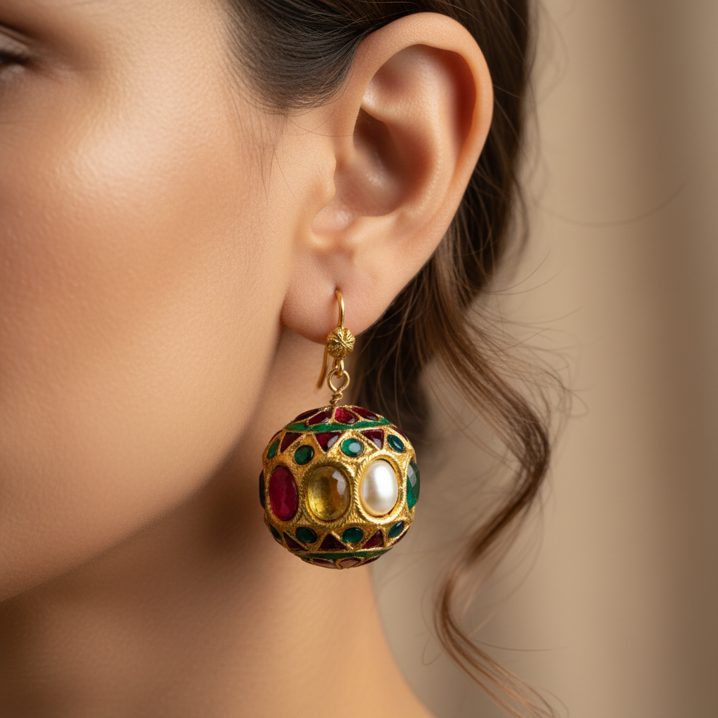 Gemstone Ball Drop Earrings