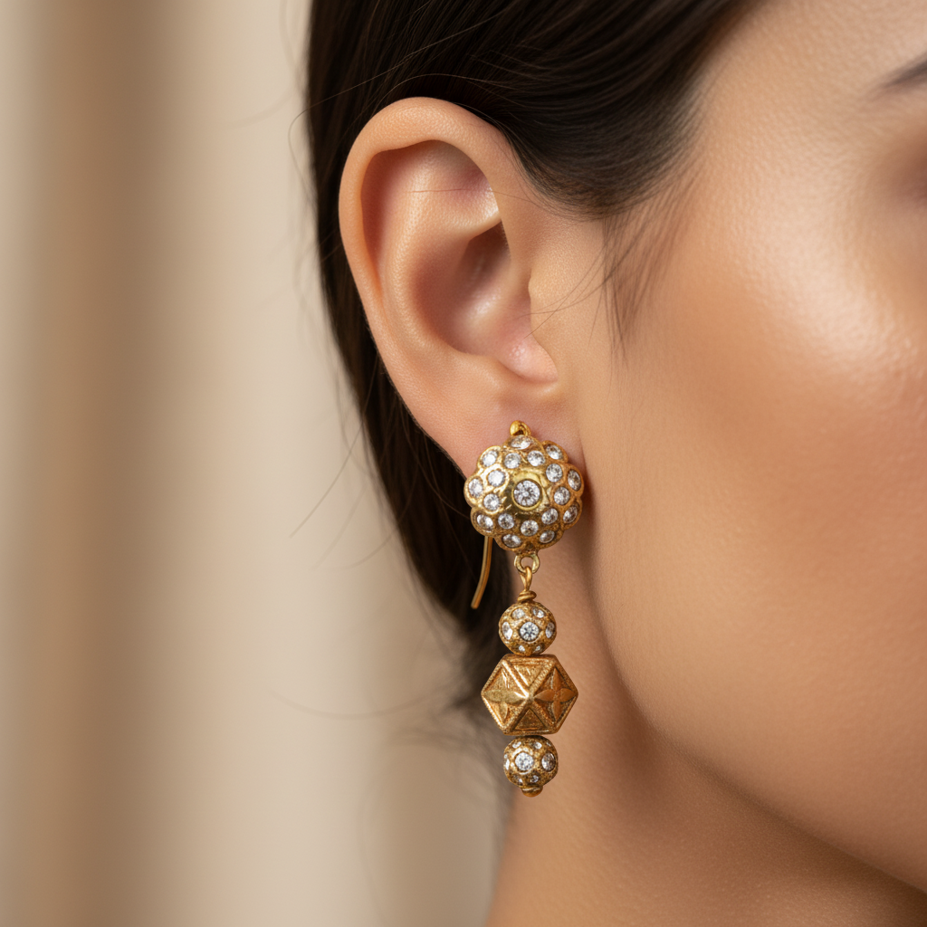 Ornate Crystal Dangle Earrings
