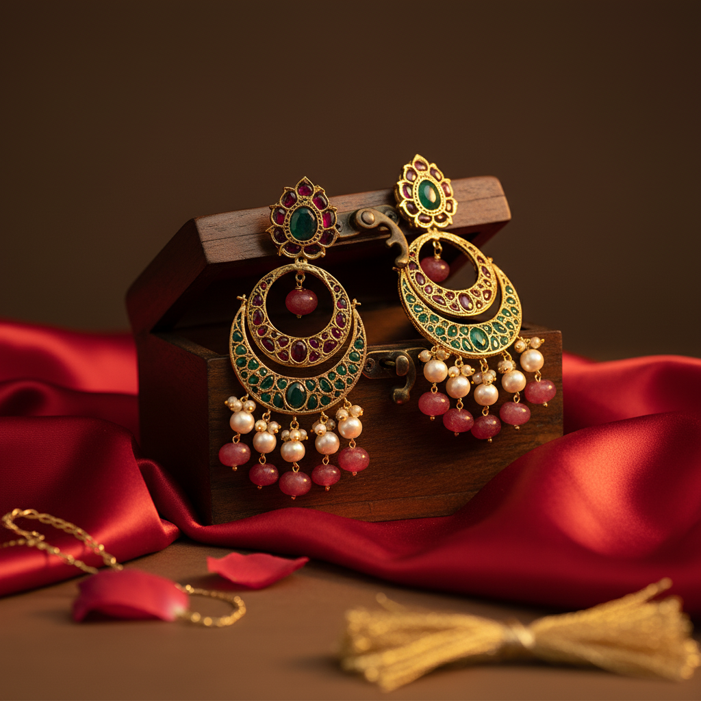 Embellished Chandbali Drop Earrings