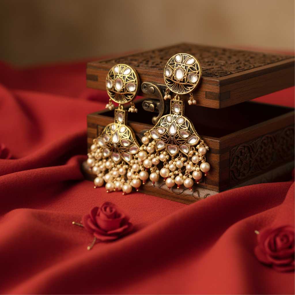 Traditional Pearl Jhumka Earrings