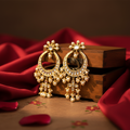 Pearl Kundan Chandbali Earrings