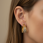 Gold Pearl Hoop Earrings