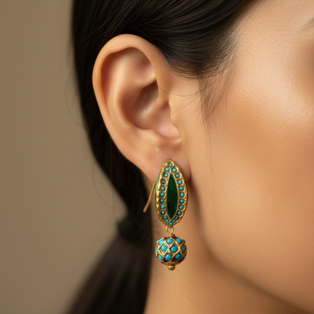 Emerald Turquoise Drop Earrings