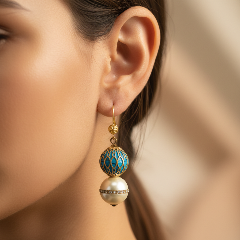 Blue Pearl Dangle Earrings